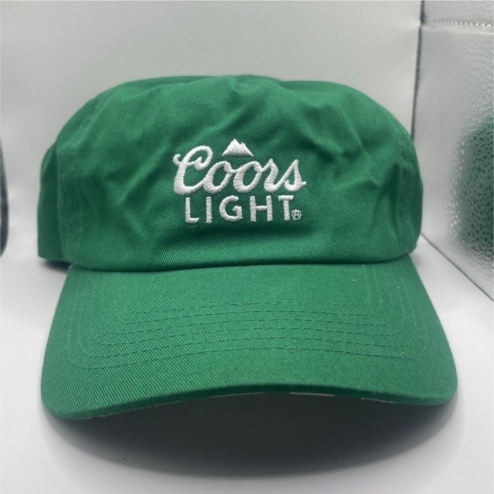 Coors Light Green Breweriana Snapback Hat Shamrock Print Brim 100% Cotton